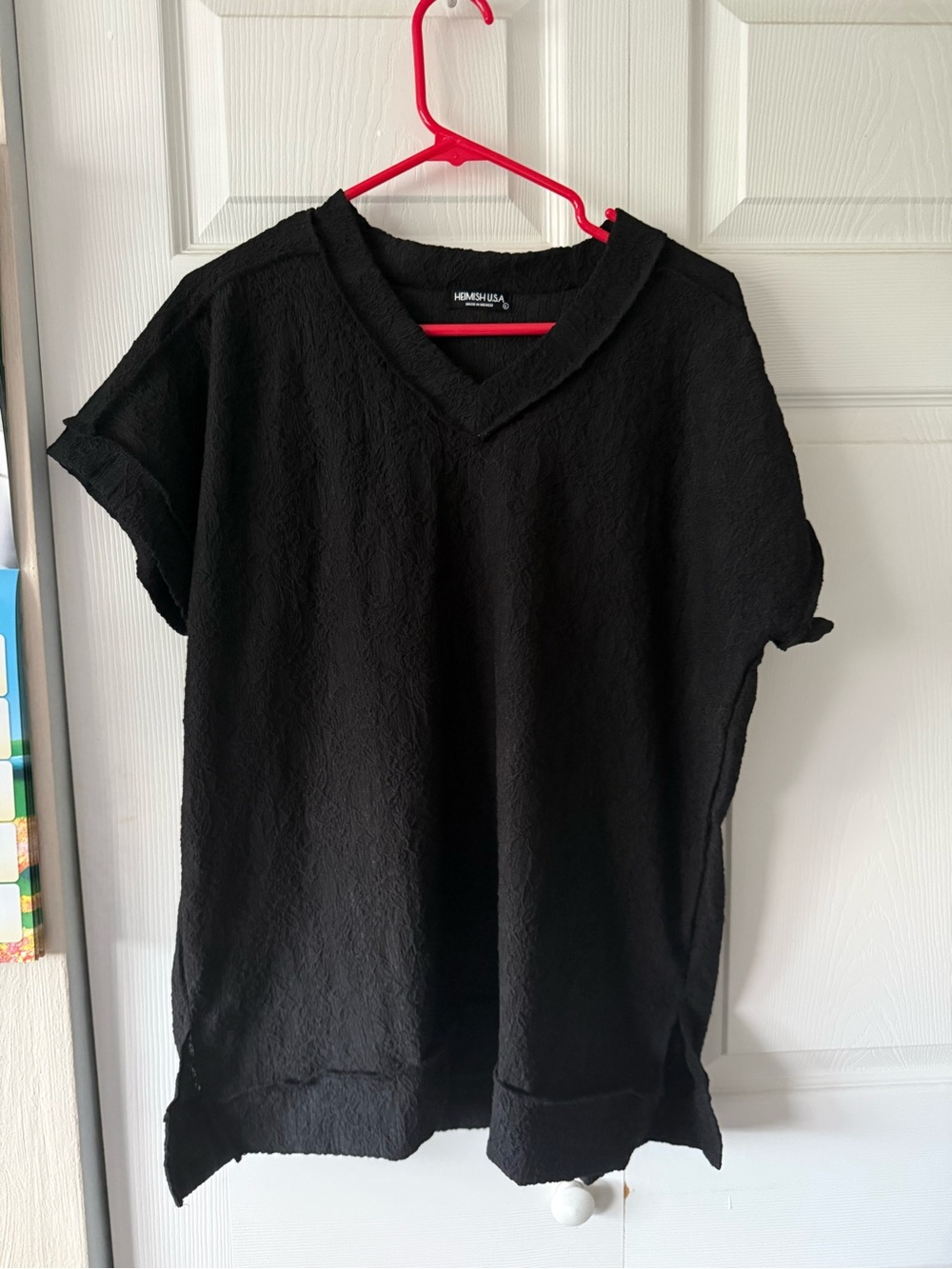 HEIMISH USA Black Textured V-Neck Top